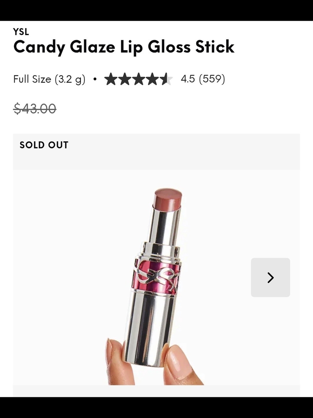 Yves Saint Laurent Candy Glaze Lip Gloss Stick — Nude New In Box